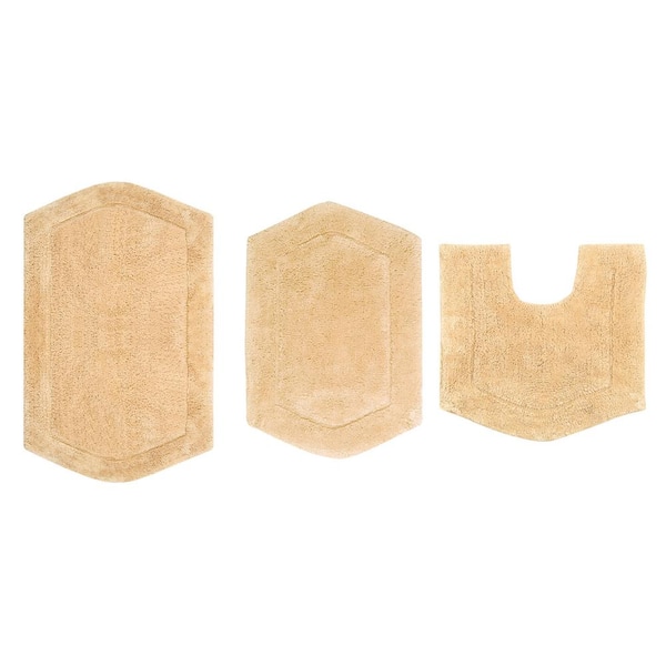 Waterford Collection 100% Cotton Tufted Bath Rug, 3-Pcs Set with Contour, Yellow
