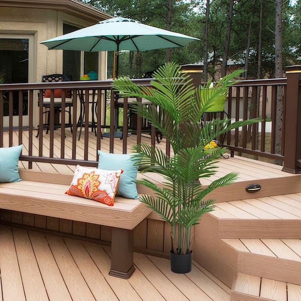 PRIMROSE CARNATION LLC 5 ft. Artificial Green Leaf Flower Tree in Pot 2-Pack, for Indoor and Outdoor Living Room Proch Patio Decoration