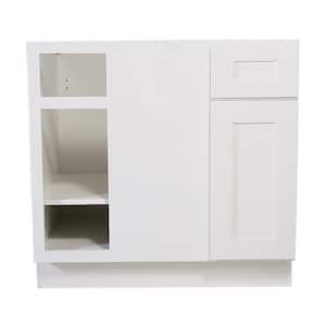Brookings Plywood Ready to Assemble Shaker 36x34.5x24 in. 1-Door 1-Drawer Blind Base Kitchen Cabinet in White