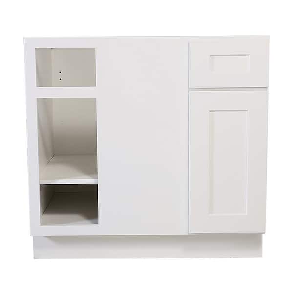 Design House Brookings Solid Wood Ready to Assemble Shaker 36in. x 34.5in. x 24in. 1 Door 1Drawer Blind Base Kitchen Cabinet in White