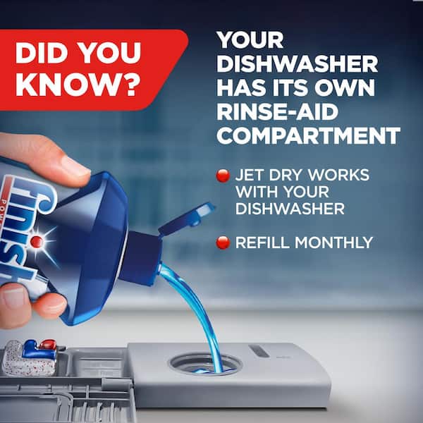 Jet-Dry Dishwasher Rinse Aid, Compatible with Dishwasher Detergent, Prevents Spots & Residues, Shines 32 oz