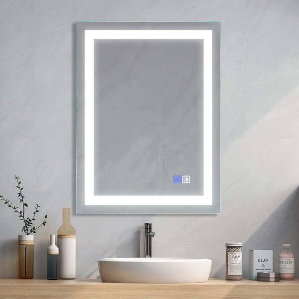 Unbranded 24 in. W x 32 in. H Large Rectangular Frameless Anti-Fog Wall Bathroom Vanity Mirror in Silver