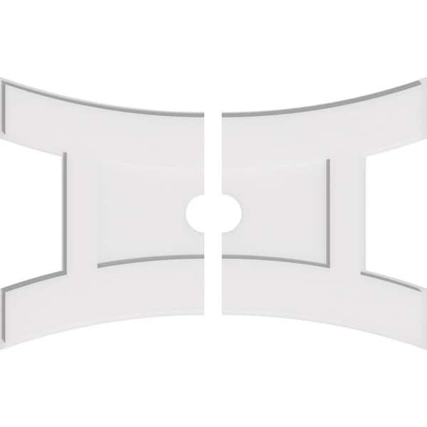 Ekena Millwork 32 in. W x 21-3/8 in. H x 3 in. ID x 1 in. P Haven Architectural Grade PVC Contemporary Ceiling Medallion (2-Piece)