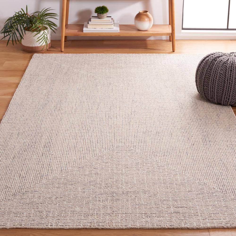Handmade Grey and Ivory Wool Abstract 9' x 12' Area Rug