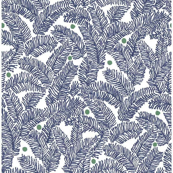 A-Street Prints Athina Navy Fern Navy Wallpaper Sample