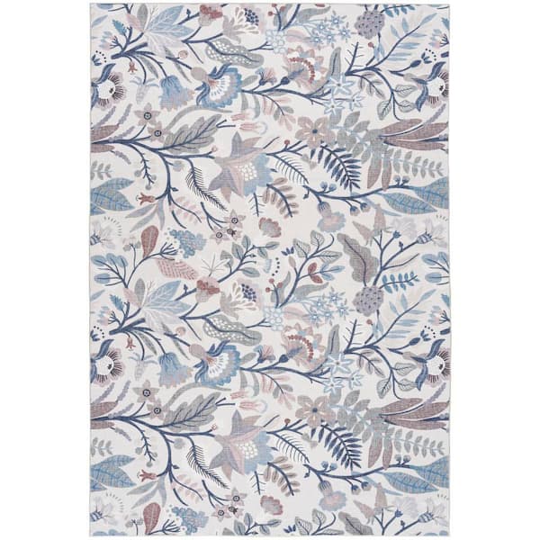Nourison Washables Ivory Multicolor 4 ft. x 6 ft. Floral Botanical Traditional Area Rug