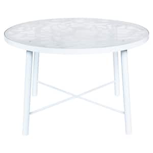 Devon White Round Aluminum Outdoor Dining Table