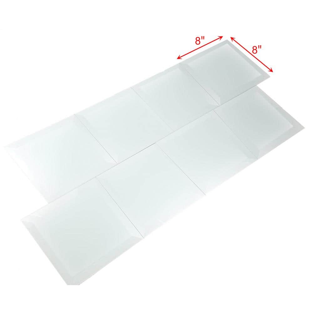 Matte Arctic 8x8 Beveled Glass Wall Tile for Kitchen and Bathroom