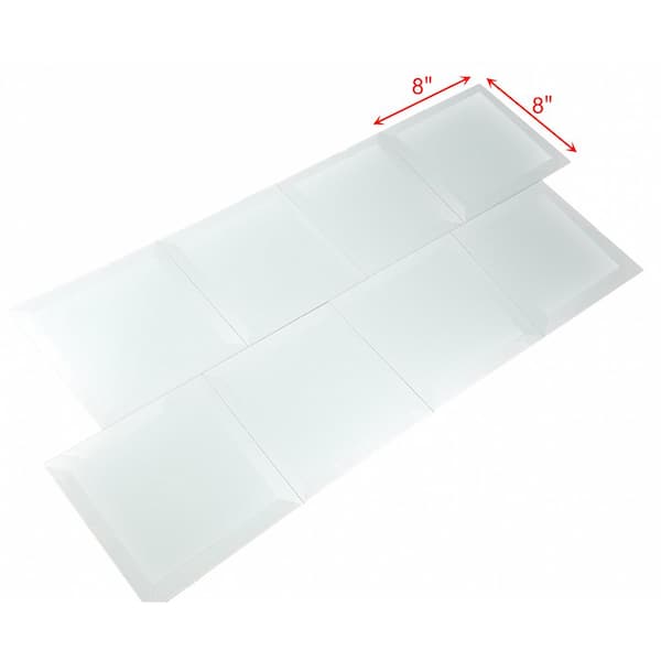 Frosted Elegance Matte Green Blue Beveled Square 8 in. x 8 in. Glass Decorative Wall Tile (0.444 sq. ft./Piece)