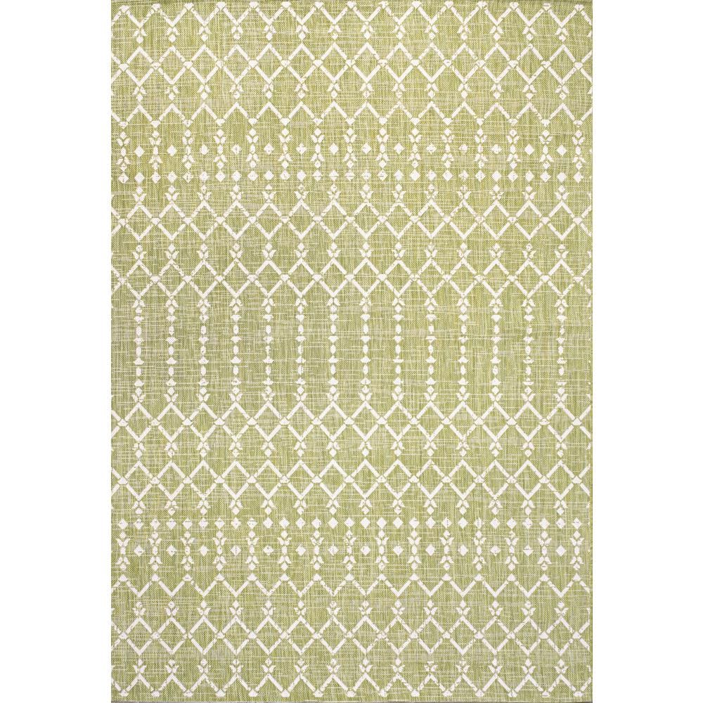 Boho-Chic Moroccan Tribal Geometric Black 9' x 12' Outdoor Area Rug