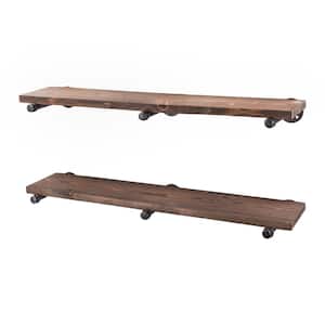 36 in. x 7.5 in. x 6.75 in. Sunset Brown Restore Wood Decorative Wall Shelf with Industrial Steel Pipe Straight Brackets