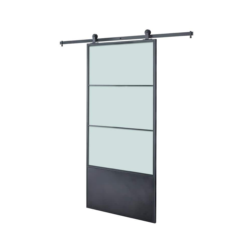37 in. x 84 in. Concorde Epoxy Coated Steel Frame with Frosted Tempered Gla