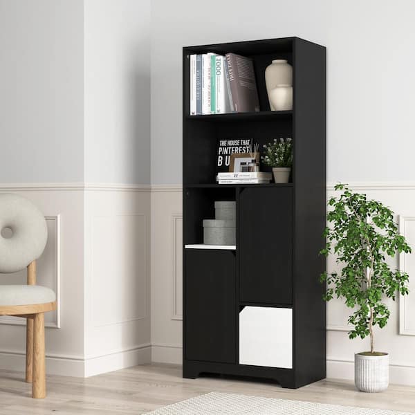 ComHoma Black 63 in. H Tall Bookcase with 1-Drawer and Shelves 23.6 in. W Freestanding Wooden Storage Cabinet Dresser ComHoma Black 63 in. H Tall Bookcase with 1-Drawer and Shelves 23.6 in. W Freestanding Wooden Storage Cabinet Dresser