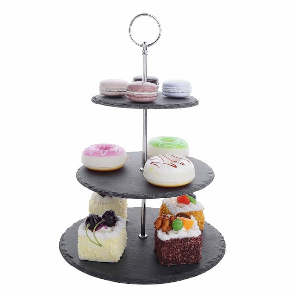 3 Tier Cake Stand Stainless Steel Layer Round Food Cupcake Display Serving Rack 