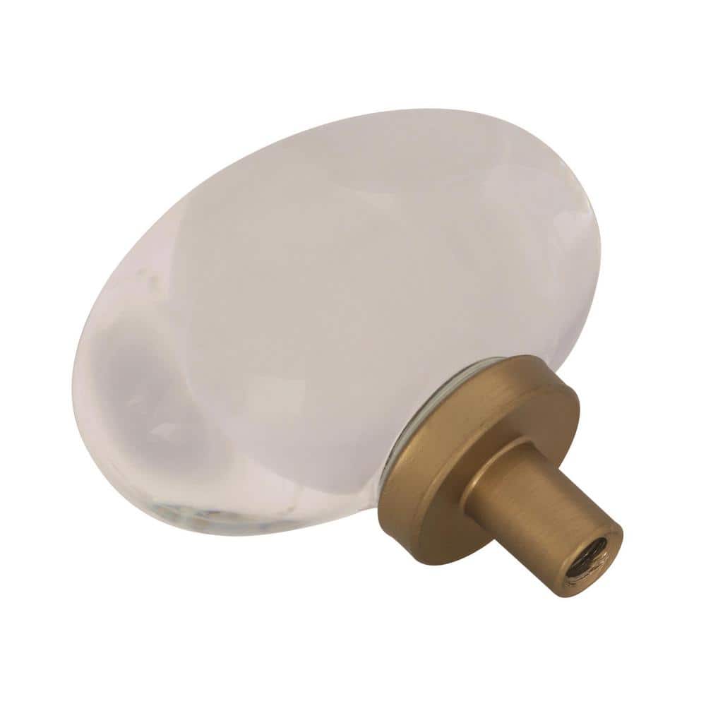Clear Glass Oval Knob with Golden Champagne Base
