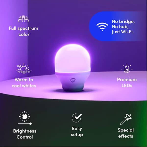 60-Watt Equivalent Smart 2-A19 LED Light Bulbs and 1-Switch Kit, Works with Alexa/Hey Google/HomeKit Multi-Color (1-Kit)