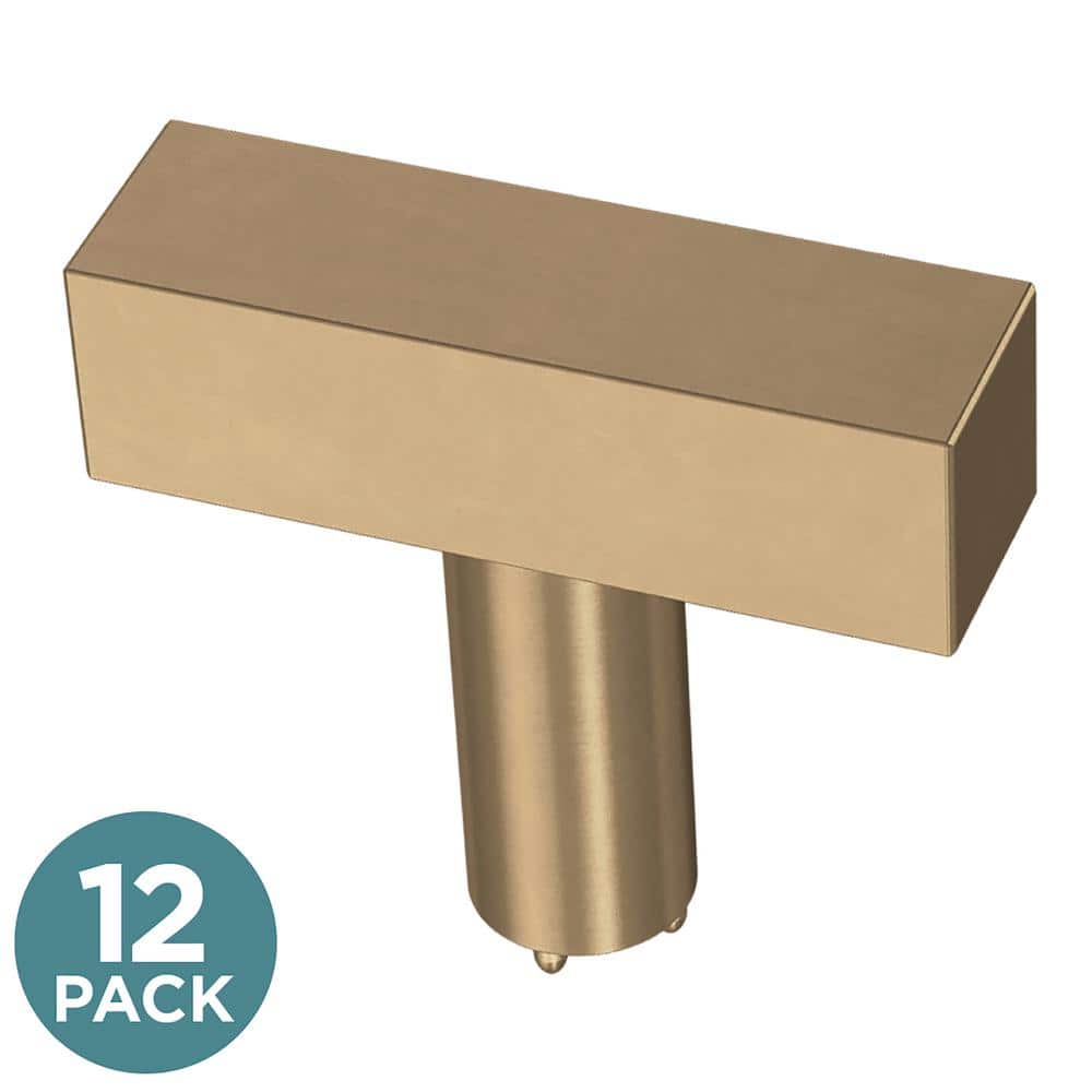 (12-Pack) Square Bar 1-1/2 in. (38 mm) Modern Champagne Bronze T-Shaped Bar Cabinet Knobs price history on PriceWatchPro