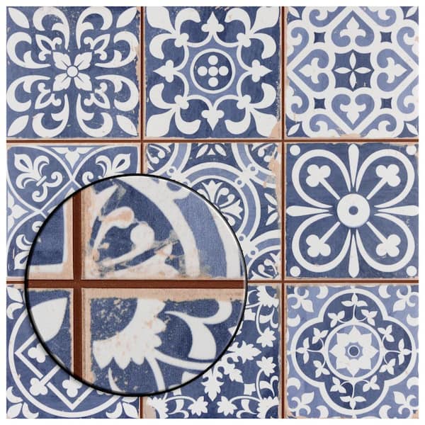 SomerTile FPEFAEA Romania Ceramic Floor and Wall Tile, 13 x 13, Blue