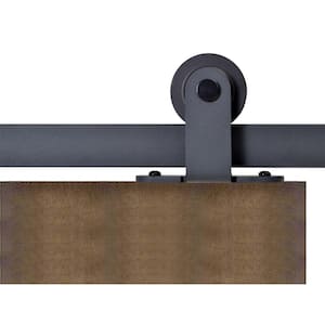 Top Mount 72 in. Matte Black Barn Style Sliding Door Track and Hardware Set