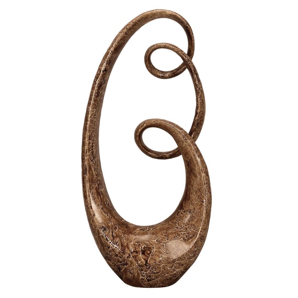 Abstract Brown Polystone Swirl Decorative Sculpture