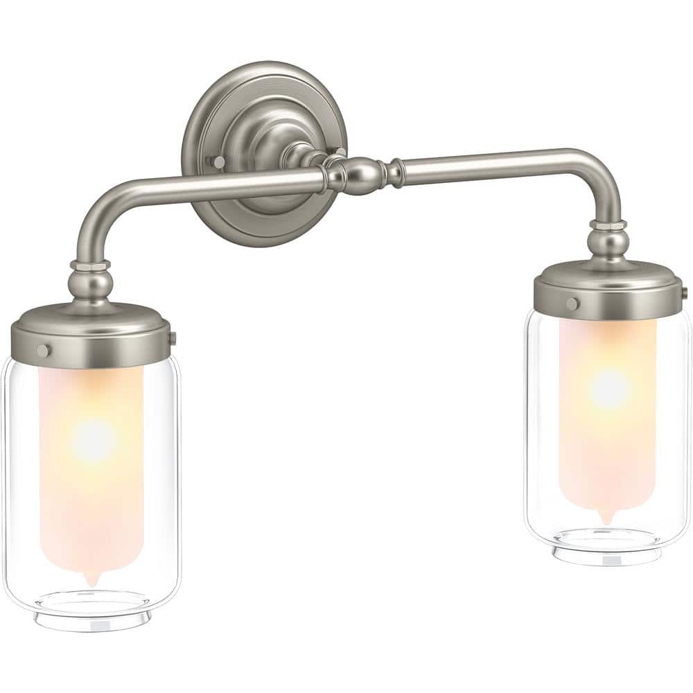 KOHLER Artifacts Vibrant Brushed Nickel Double Wall Indoor Sconce 72582 ...