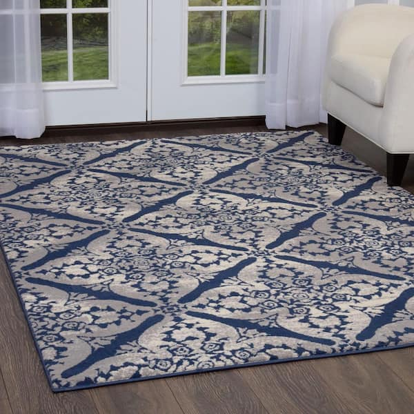 Home Dynamix Tremont Magnolia 5 x 5 Navy Blue Round Indoor