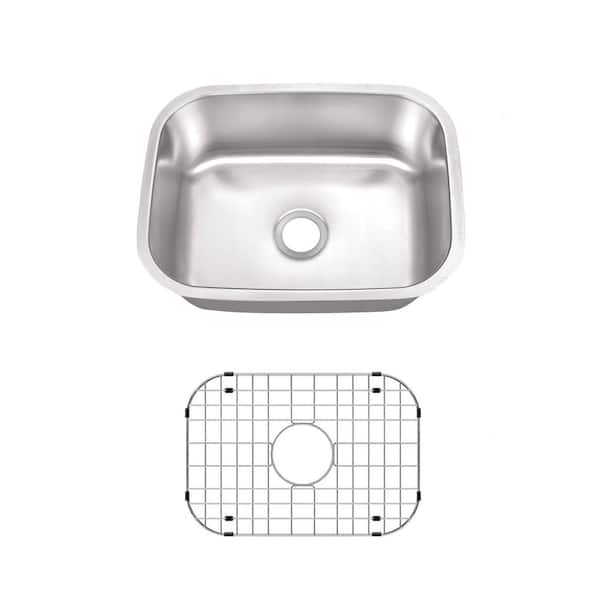 SINKDIRECT 23 in. Undermount Single Bowl 18 Gauge Stainless Steel Kitchen Sink with Bottom Grid