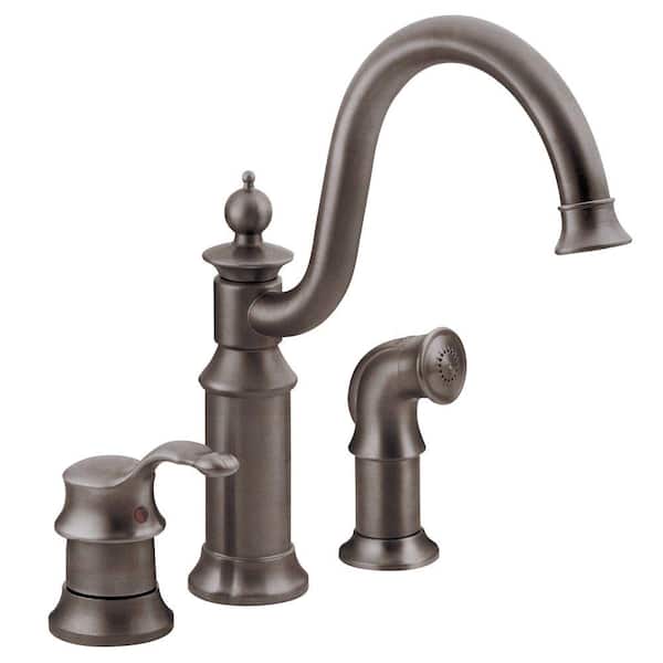 MOEN Waterhill High-Arc Single-Handle Standard Kitchen Faucet with Side Sprayer in Oil Rubbed Bronze