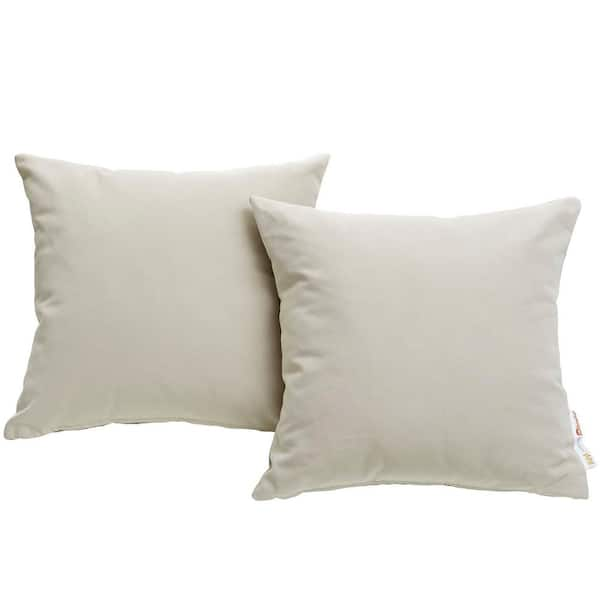 MODWAY Summon Sunbrella Square Outdoor Throw Pillow in Beige 2-Piece Set