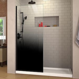 Linea Ombre 34 in. W x 72 in. H Fixed Single Panel Frameless Shower Screen in Satin Black without Handle