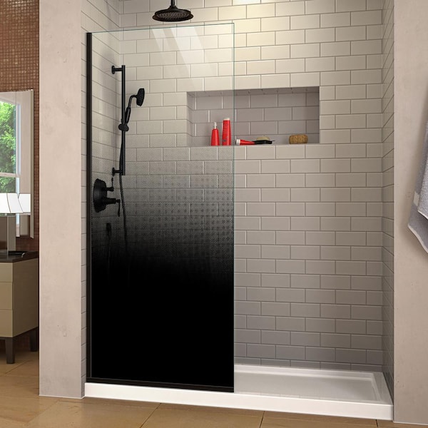 DreamLine Linea Ombre 34 in. W x 72 in. H Fixed Single Panel Frameless Shower Screen in Satin Black without Handle