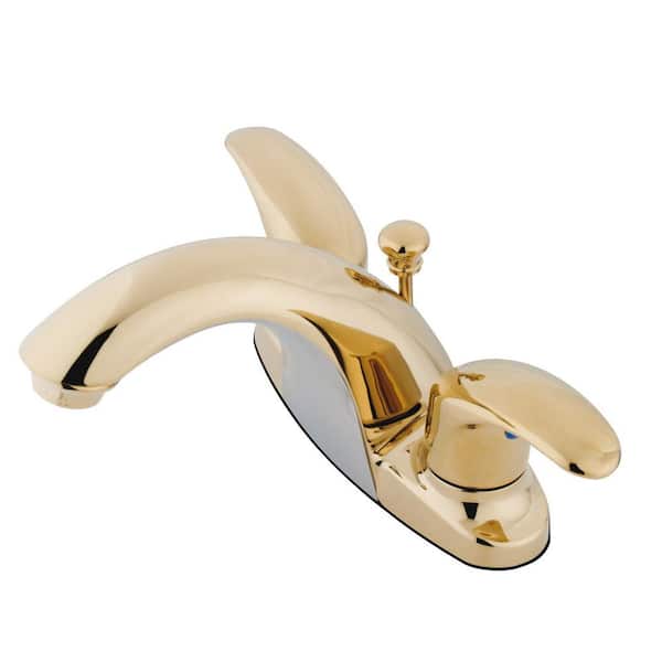 Kingston Brass Legacy 4 in. Centerset 2-Handle Bathroom Faucet with Plastic Pop-Up in Polished Brass