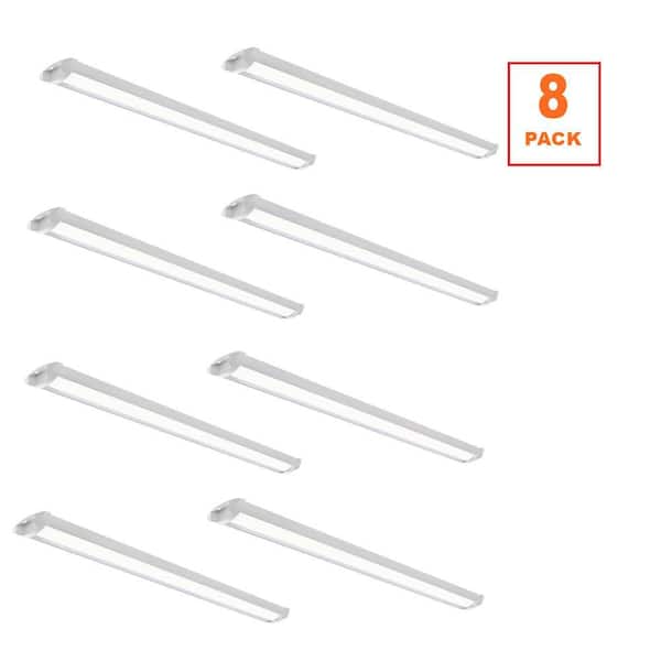 8-Pack 44 in. LED White Strip Light Fixture 3400LM 34W 120V Bright White 4000K Garage Light Dimmable Church Keyholes
