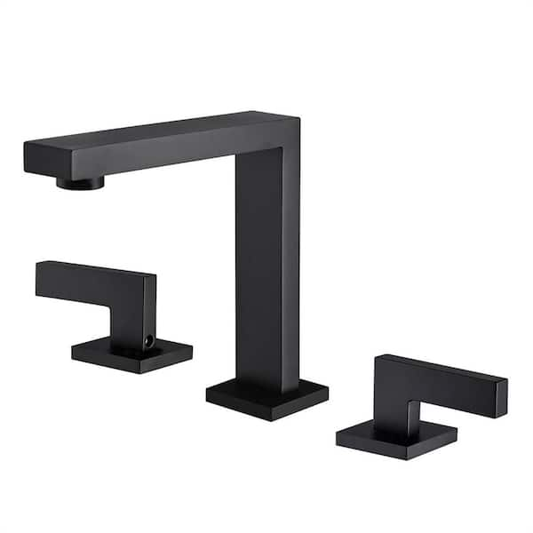 8 in. Widespread Double-Handle Bathroom Faucet Brass Modern Sink Faucets in Matte Black