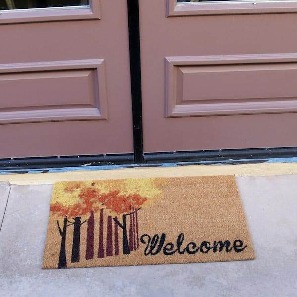 Typography Latex Durable Doorway Coir Welcome Mat Doormat 