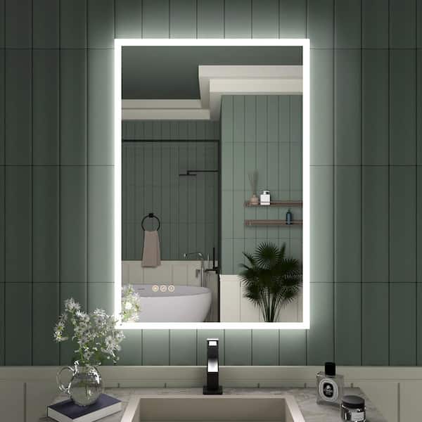 TaiMei 24 in. W x 36 in. H Frameless LED Single Bathroom Vanity Mirror in Polished Crystal