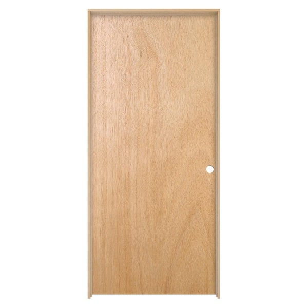 JELD-WEN 32 in. x 80 in. No Panel Unfinished Left-Hand Flush Hardwood Single Prehung Interior Door