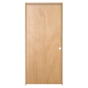36 in. x 80 in. No Panel Unfinished Left-Hand Flush Hardwood Single Prehung Interior Door