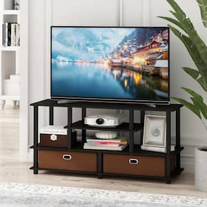JAYA 48 in. Espresso Particle Board TV Stand Fits TVs Up to 50 in. with Cable Management