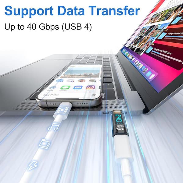 USB-C Adapter Set 3-teilig - Mit LED Display Für Spannung & Strom | Typ-C Auf USB-A & 8-Pin | Schnelllade-Fähig Bis 36W