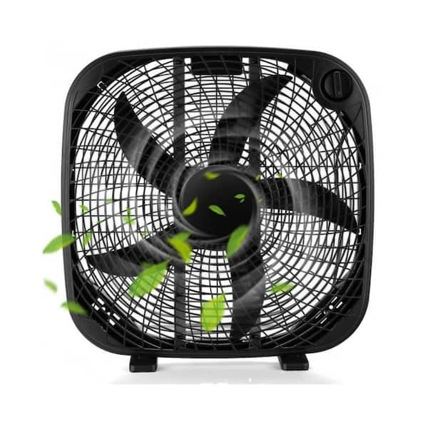 Aoibox 20 Inch 3 Speed Portable Floor Fan Box Fan in Black with Knob Control