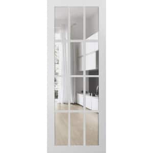 Felicia 18 in. x 80 in. Clear Glass White Interior Door Slab without Cuts