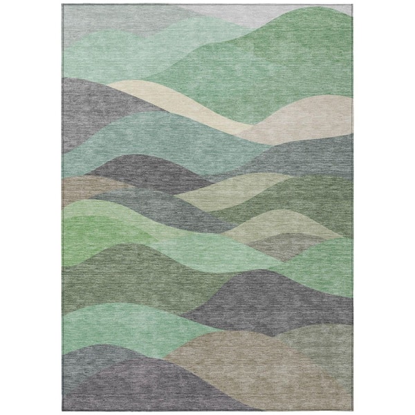 Chantille Machine Washable Indoor/Outdoor Abstract ACN2378 Sage 8 ft. x 10 ft. Area Rug