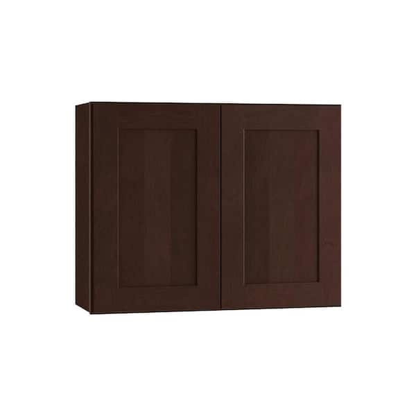 Home Decorators Collection Franklin Manganite Stained Plywood Shaker Assembled Wall Kitchen Cabinet Soft Close 27 W in. 12 D in. 18 in. H