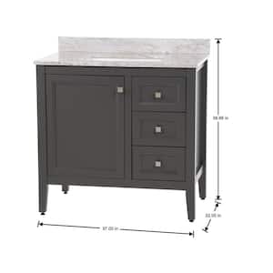 Darcy 37 in. W x 22 in. D x 39 in. H Single Sink  Bath Vanity in Shale Gray with Winter Mist Cultured Marble Top