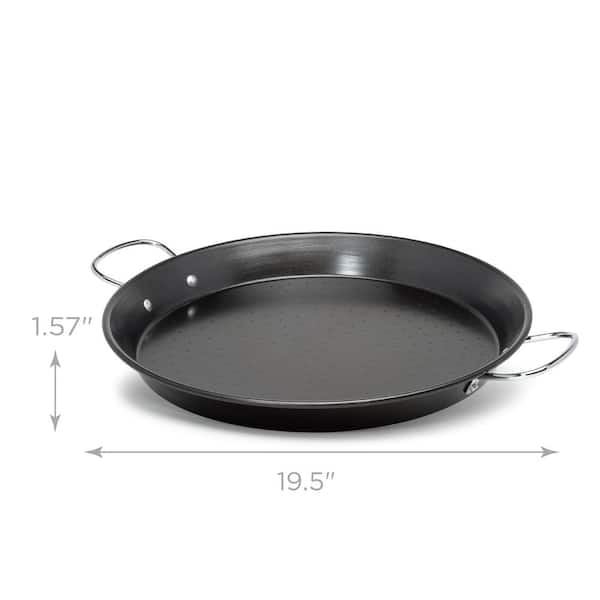 13.5 inch Spanish Paella Pan, 1 Induction Ready Paella Pan - Heavy-Duty, Riveted Handles, Silver Stainless Steel Spanish Pan, Dishwasher-Safe, Paella
