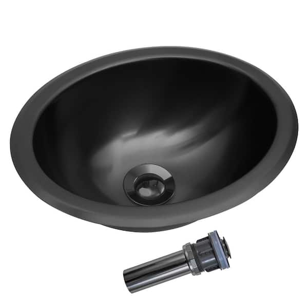 13.39 in. Drop-In Oval Single Bowl 18-Gauge Black Stainless Steel RV and Small Space Sink with Drain Assembly