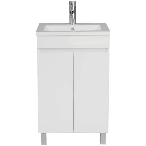 walsport 20.1 in. W x 33 in. H x 16 in. D Single Sink Bathroom Vanity in White with White Top and Faucet