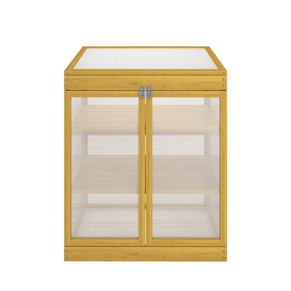 2-Tier 29.53 in. W x 20.1 in. D x 37.8 in. H Wooden Brown Mini Greenhouse price history on PriceWatchPro