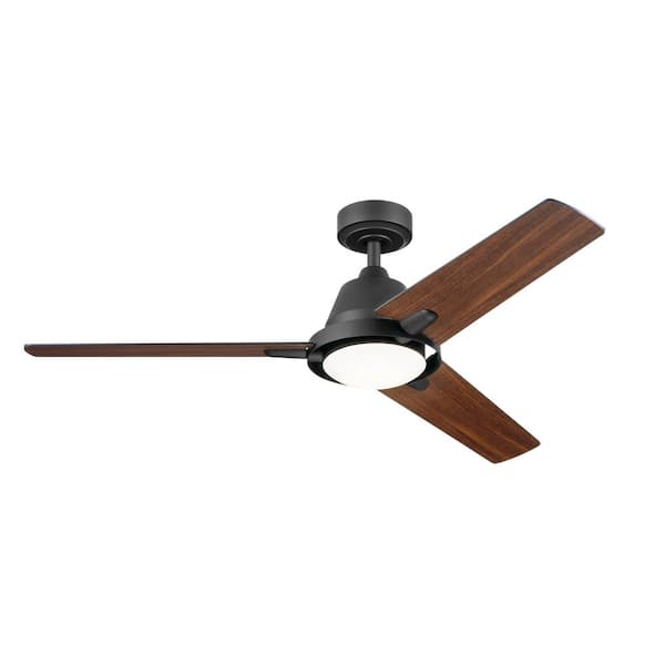 KICHLER Bezel 52 in. Integrated LED Indoor Satin Natural Bronze Down Rod Mount Ceiling Fan with Light and Remote